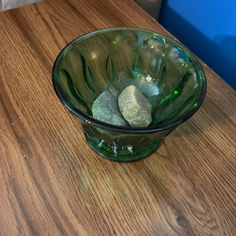 Small Round Green Clear Coffee Table Fruit Bowl Knick Knack Jewelry Ring Holder - Picture 13 of 16
